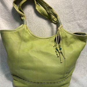 The Sak Leather Hobo Bag Green Shoulder Bag Soft Pebbled Boho Purse